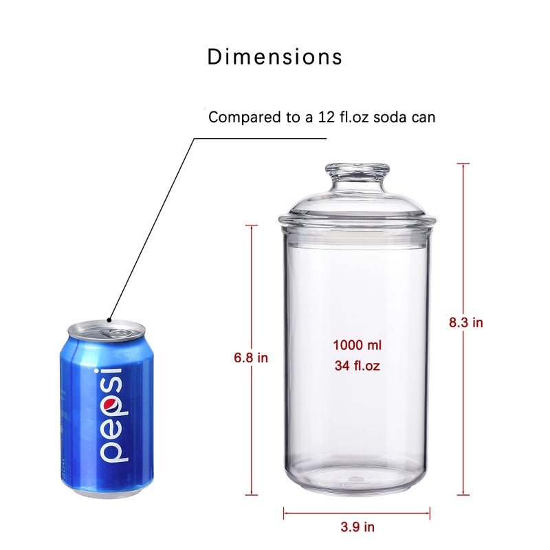 IVOOBR 34oz Acrylic Storage Jar, Airtight Lid with Silicone Sealing Ring, Ideal Canister Container for Sugar, Tea, Spices, Herbs, Shells, Bath Salt, Christmas Decorative Apothecary Jars - Image 2